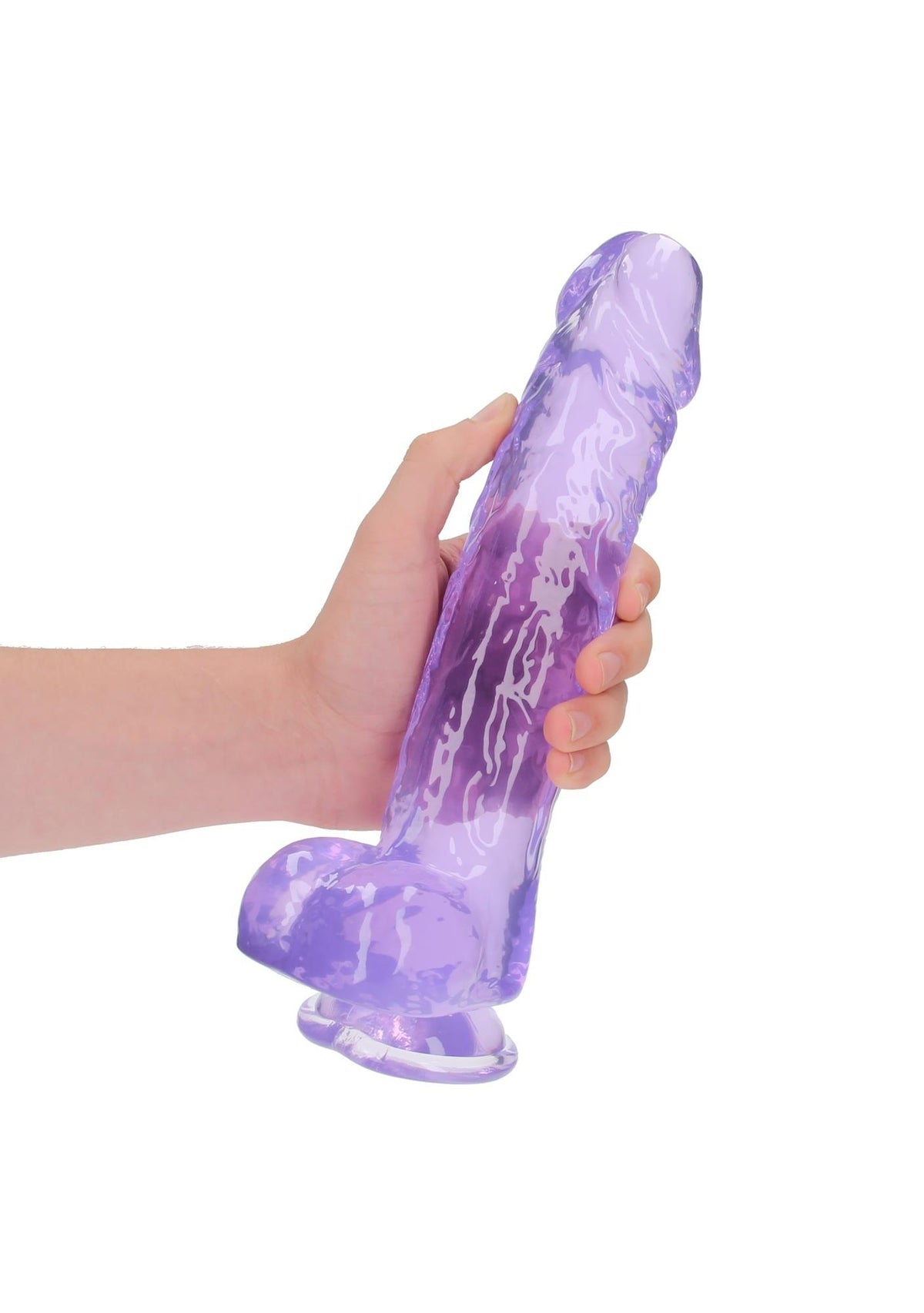 RealRock Crystal Clear realistické dildo s varlaty · 25,4 cm