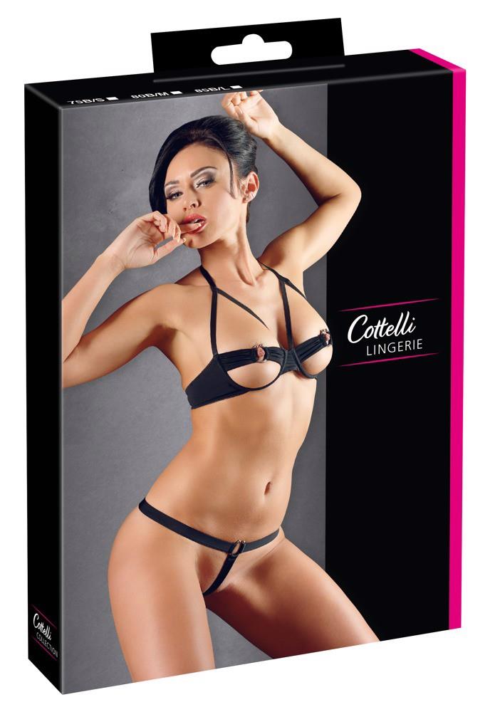 Cottelli Minimal Bra Set · otevřená podprsenka a tanga, vel. 85B/L