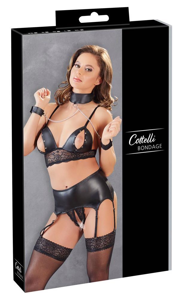 Cottelli Bondage Bra Suspender Set · bralette, podvazky a pouta · vel. S