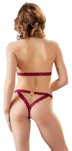 Cottelli Lingerie Bra Set open red · otevřené košíčky a tanga s řetízkem · vel. M/L