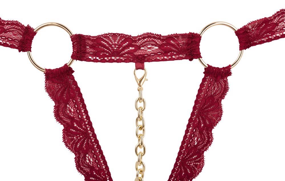 Cottelli Lingerie Bra Set open red · otevřené košíčky a tanga s řetízkem · vel. M/L