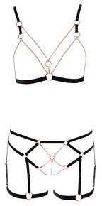 Cottelli Lingerie Bra Set Glamour · souprava s řetízky v barvě růžového zlata, vel. L