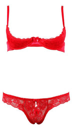 Cottelli Half-cup Bra Set · saténový komplet s tangem, vel. 80B/M