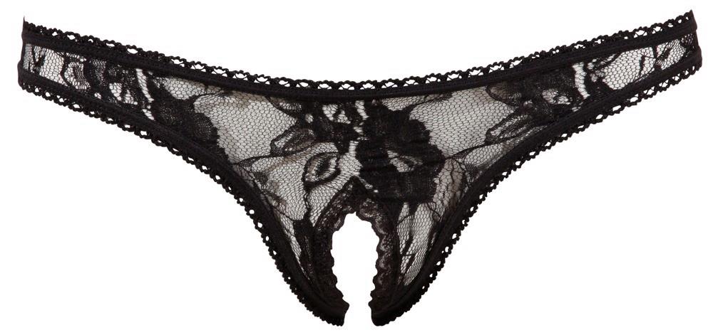 Cottelli Crotchless String · krajkové tanga s otevřeným rozkrokem, vel. S