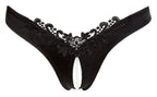 Cottelli Lingerie G-String Pearls L · saténová tanga s perlami a otevřeným rozkrokem