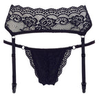 Cottelli Lingerie String & Suspenders · krajkové tanga s podvazkovým pásem