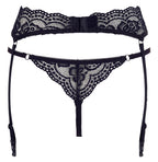 Cottelli Lingerie String & Suspenders · krajkové tanga s podvazkovým pásem