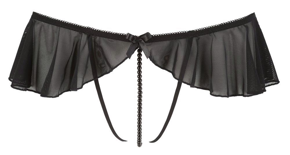 Cottelli Lingerie G-string with Frills · tanga s volány a perličkovým řetízkem · vel. S