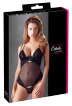 Cottelli Lingerie Body 85C/L · černé string body s odepínacími košíčky