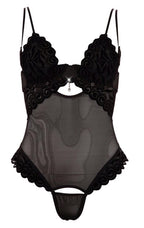 Cottelli Lingerie Body 85C/L · černé string body s odepínacími košíčky