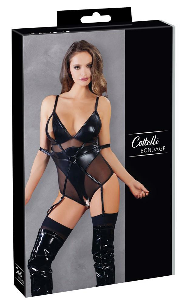 Cottelli Bondage Body Bondage Ring XL · wetlook body s kroužkem a poutacími smyčkami
