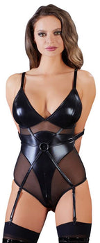 Cottelli Bondage Body Bondage Ring XL · wetlook body s kroužkem a poutacími smyčkami