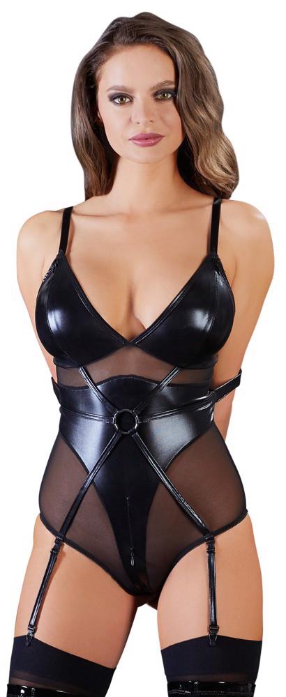 Cottelli Bondage Body Bondage Ring XL · wetlook body s kroužkem a poutacími smyčkami
