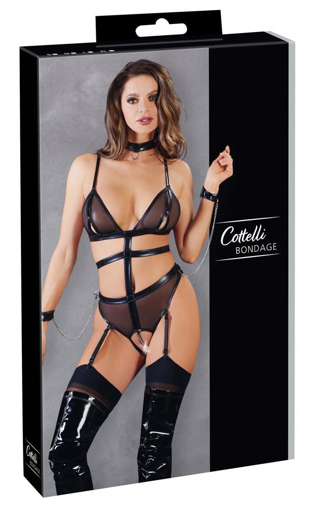 Cottelli Bondage Body Chains M · body s pouty, obojkem a stimulačním řetízkem
