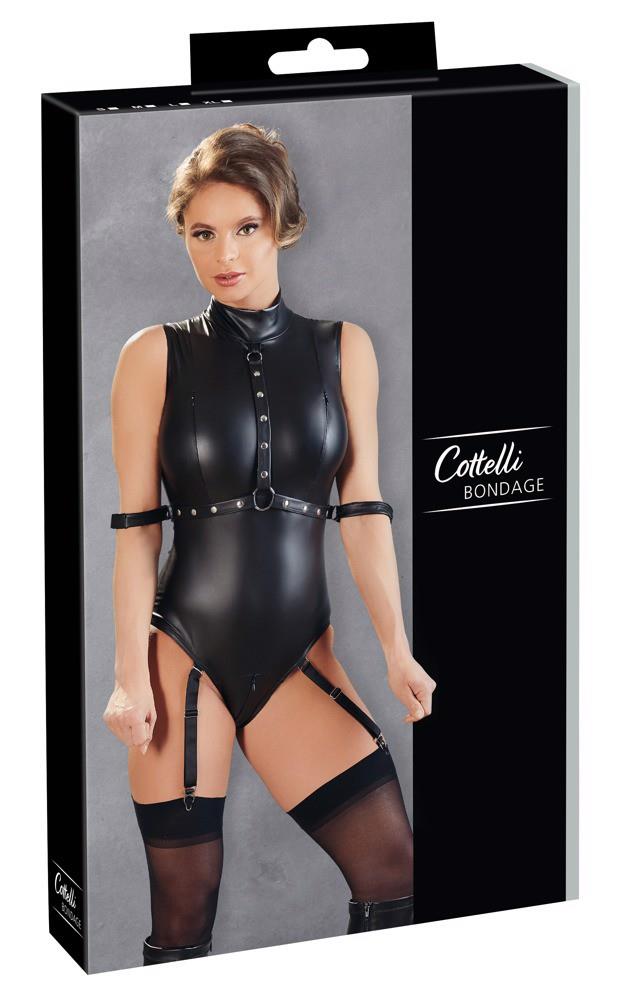 Cottelli Bondage Body Suspenders M · matné body se zipy, nýty a smyčkami na paže