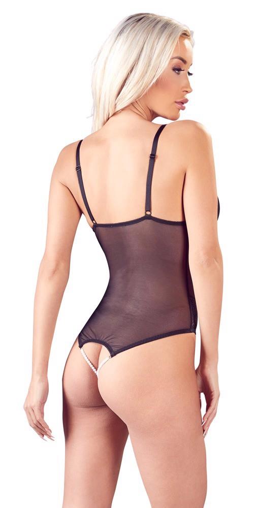 Cottelli Lingerie Crotchless Body · body s otevřeným rozkrokem a perlovou šňůrkou