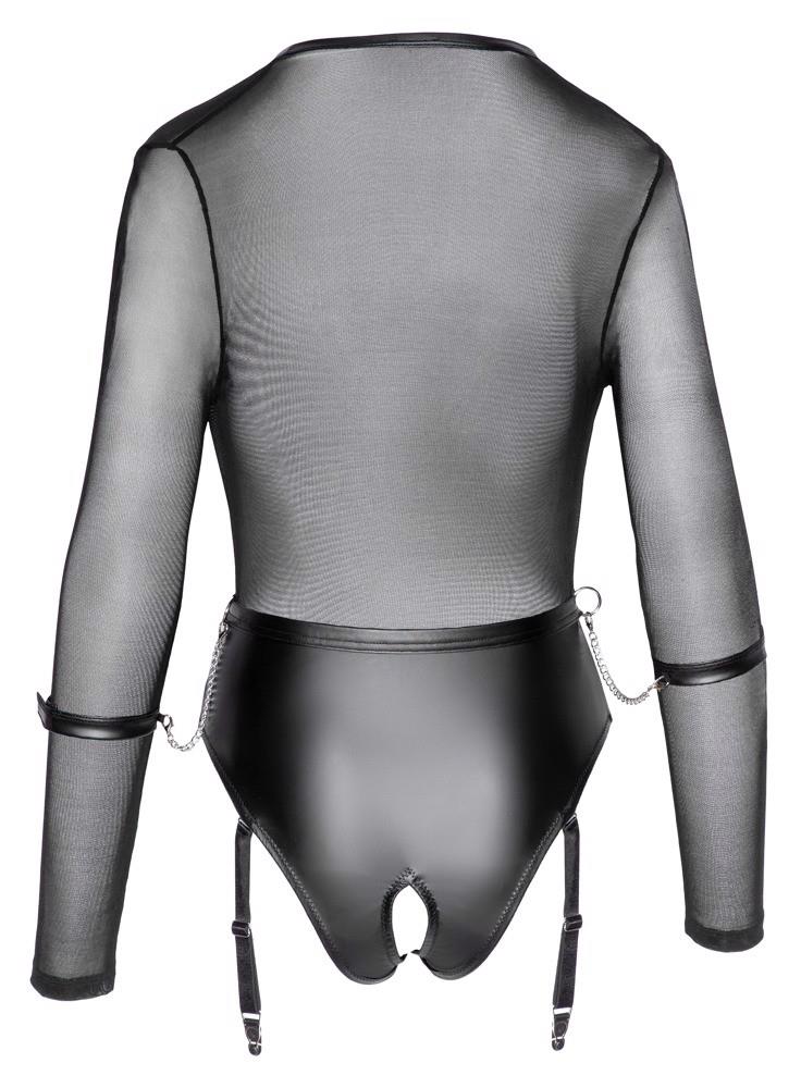Cottelli Bondage Body · průhledné body s pásem a pouty, vel. XL
