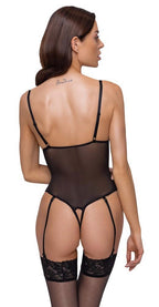 Cottelli LINGERIE Crotchless Body · průhledné body s otevřeným rozkrokem · vel. M