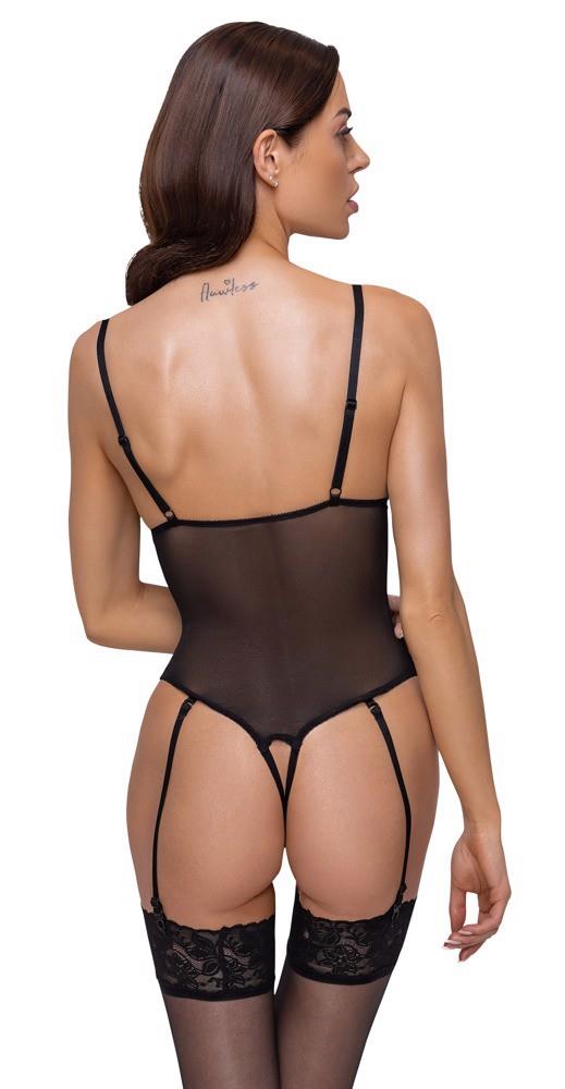 Cottelli LINGERIE Crotchless Body · průhledné body s otevřeným rozkrokem · vel. L