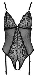 Cottelli LINGERIE Crotchless Body · průhledné body s otevřeným rozkrokem · vel. L