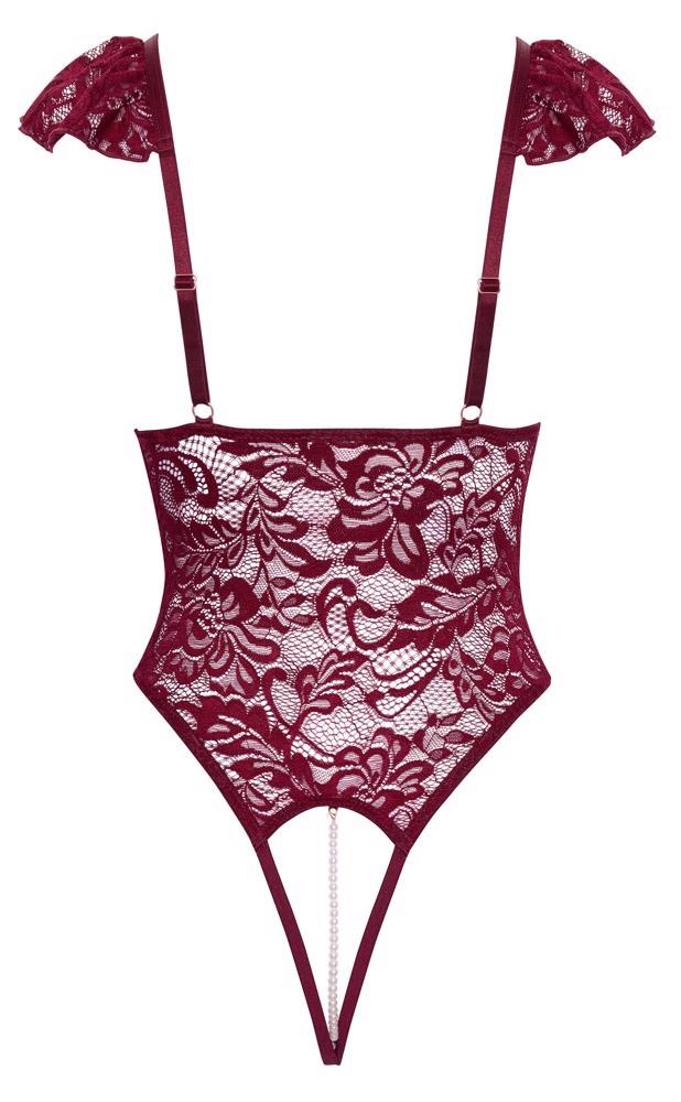 Cottelli Body Pearls · krajkové tanga body s perlovými řetízky · vel. L