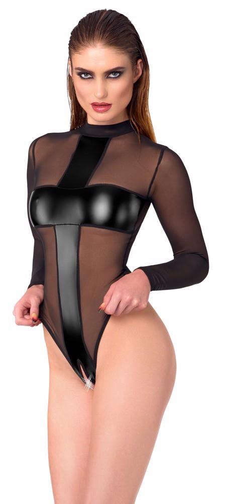 Noir Body Cross · transparentní body s otevřeným rozkrokem · vel. M