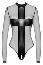 Noir Body Cross · transparentní body s otevřeným rozkrokem · vel. M