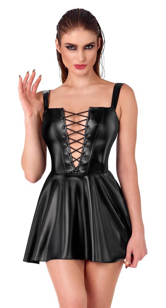 Noir Dress lacing · wetlook minišaty se šněrováním · vel. M