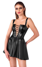 Noir Dress lacing · wetlook minišaty se šněrováním · vel. M