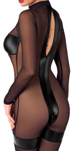 Noir Jumpsuit · transparentní overal s otevřeným rozkrokem · vel. M