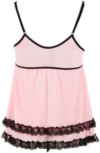 Cottelli Babydoll · krajková košilka s tangem, růžová, vel. 2XL