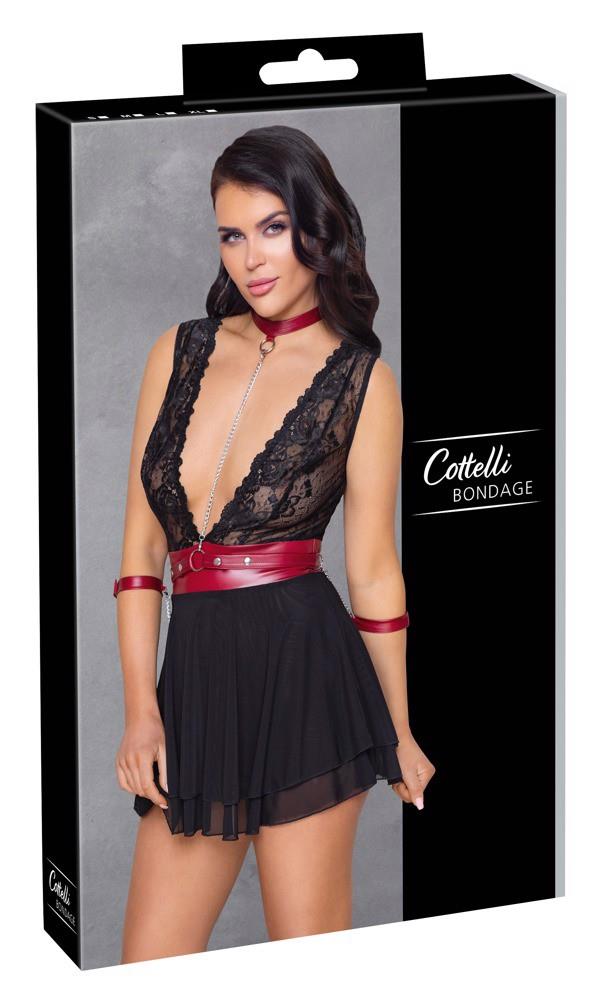 Cottelli Bondage Babydoll · krajkový babydoll s obojkem a pouty · vel. S