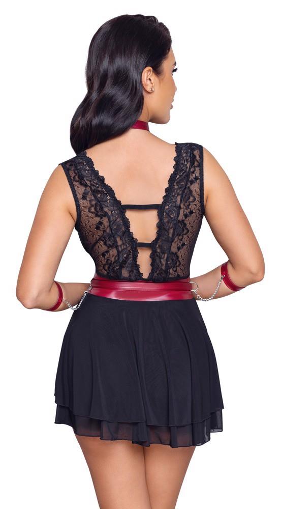 Cottelli Bondage Babydoll · krajkový babydoll s obojkem a pouty · vel. S