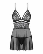 Bielizna-838-BAB-1 babydoll i stringi czarna S/M