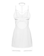 Obsessive Arrowel White · průsvitná košilka s podvazky · vel. 2XL/3XL