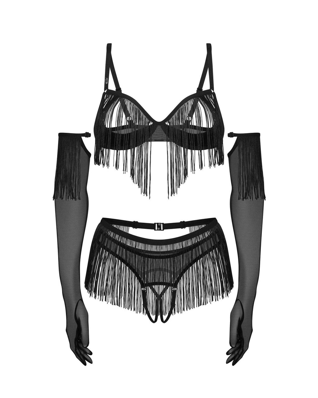 Obsessive Rossay · čtyřdílný otevřený set vel. L/XL, černá