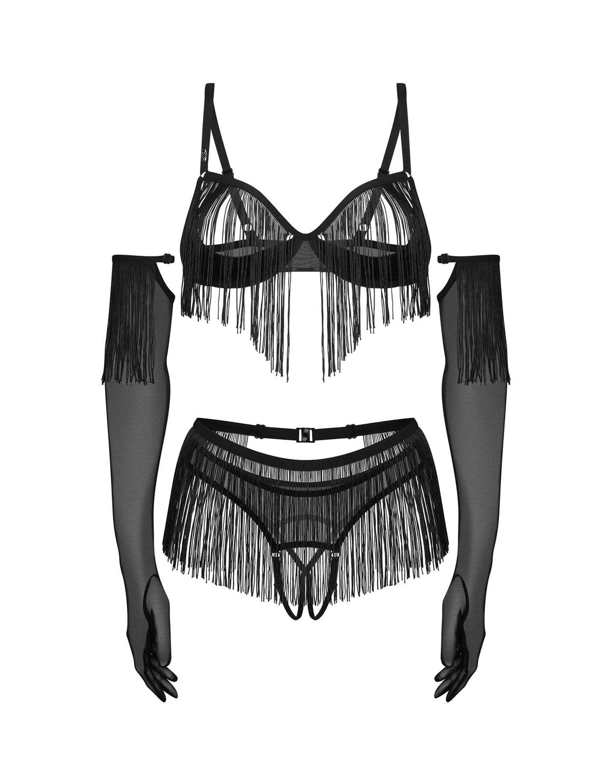 Obsessive Rossay · čtyřdílný otevřený set vel. L/XL, černá