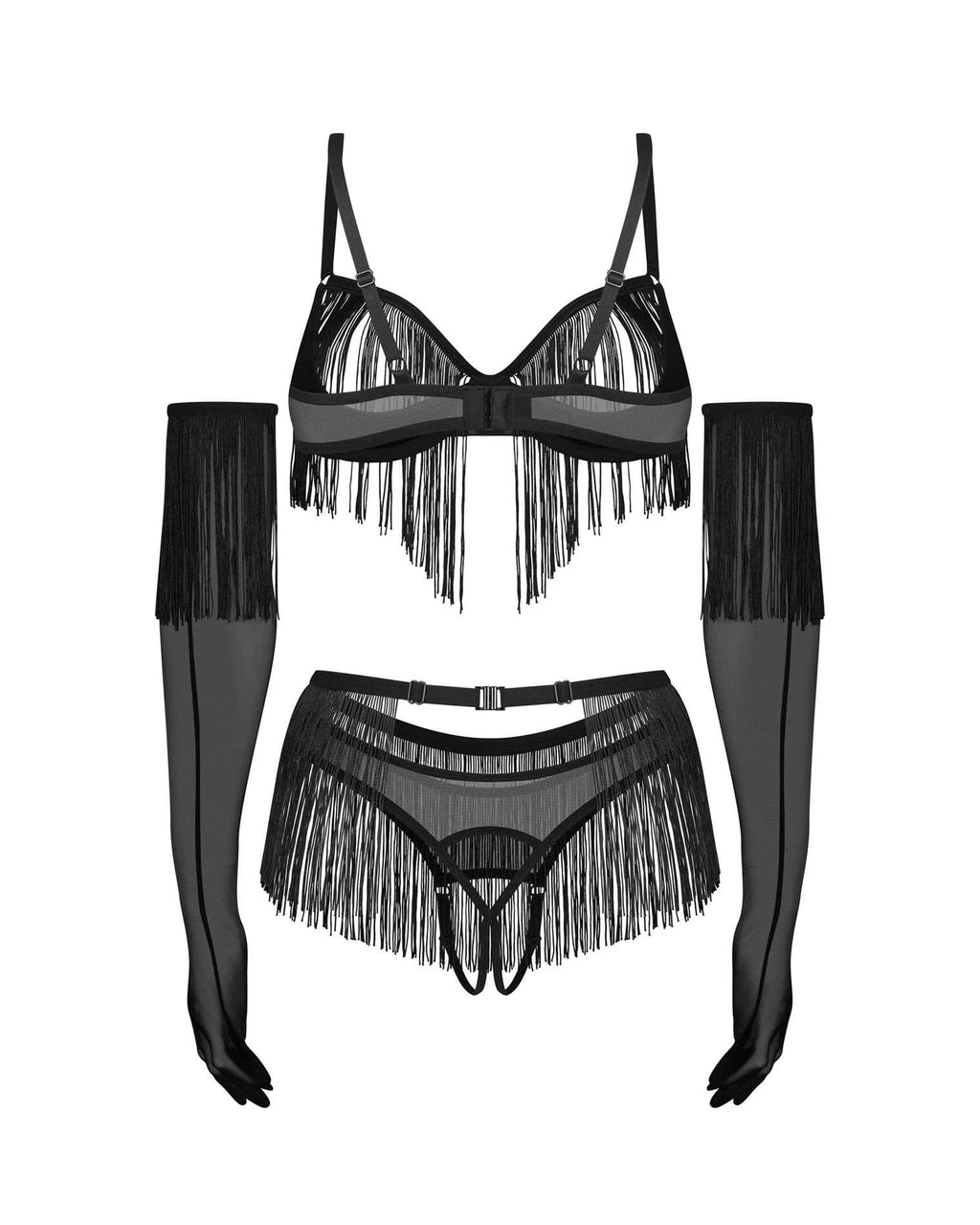 Obsessive Rossay · čtyřdílný otevřený set vel. L/XL, černá