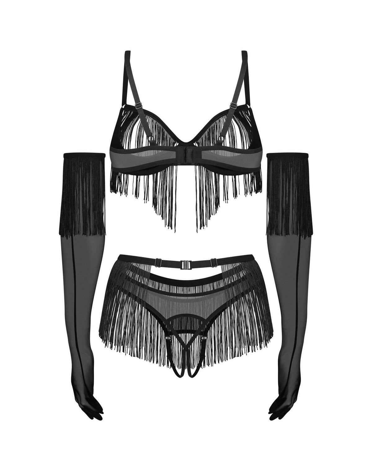 Obsessive Rossay · čtyřdílný otevřený set vel. L/XL, černá