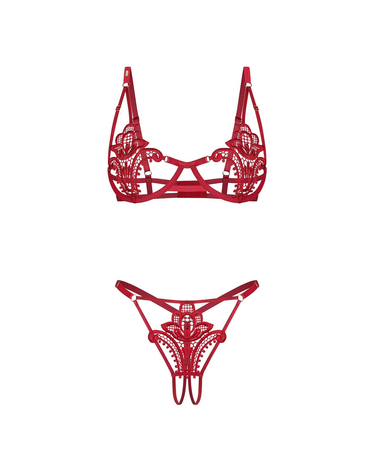 Obsessive Luise Sublim · dvoudílný set podprsenka a tanga · červená, vel. L/XL