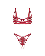 Obsessive Luise Sublim · dvoudílný set podprsenka a tanga · červená, vel. L/XL