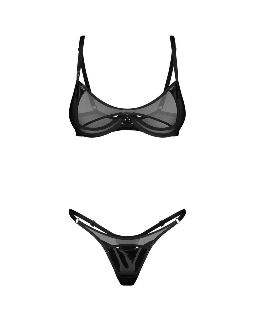 Obsessive Rolleya · dvoudílný set ze síťoviny a imitace latexu · vel. 2XL/3XL