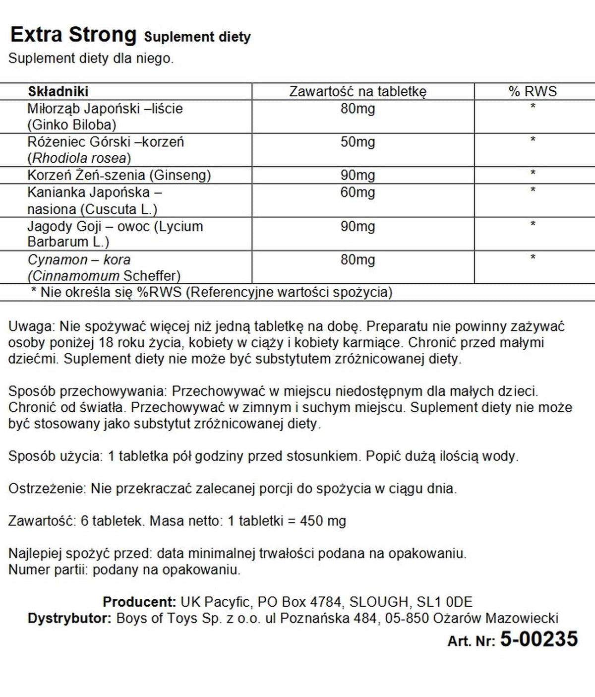 Extra Strong · bylinný doplněk stravy pro muže (6 kapslí)