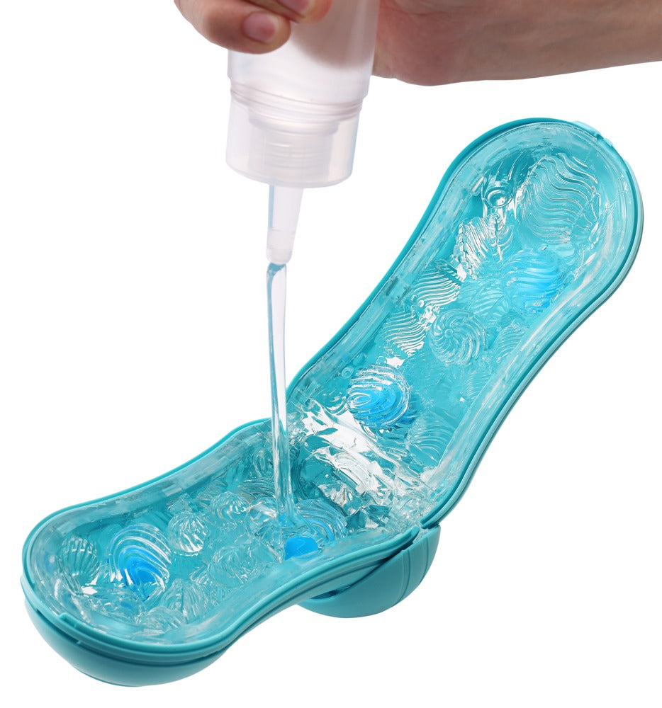 Tenga Flip Orb · rozevírací masturbátor se sacím efektem · modrá