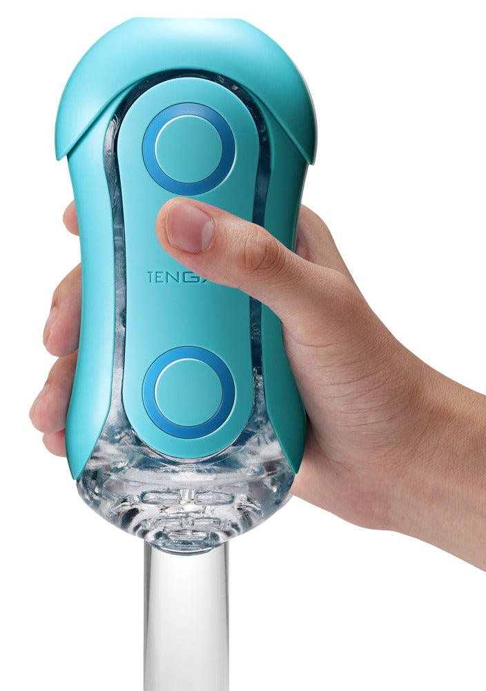 Tenga Flip Orb · rozevírací masturbátor se sacím efektem · modrá