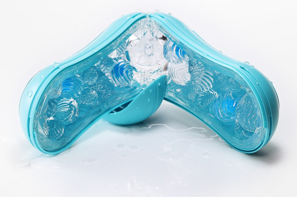 Tenga Flip Orb · rozevírací masturbátor se sacím efektem · modrá
