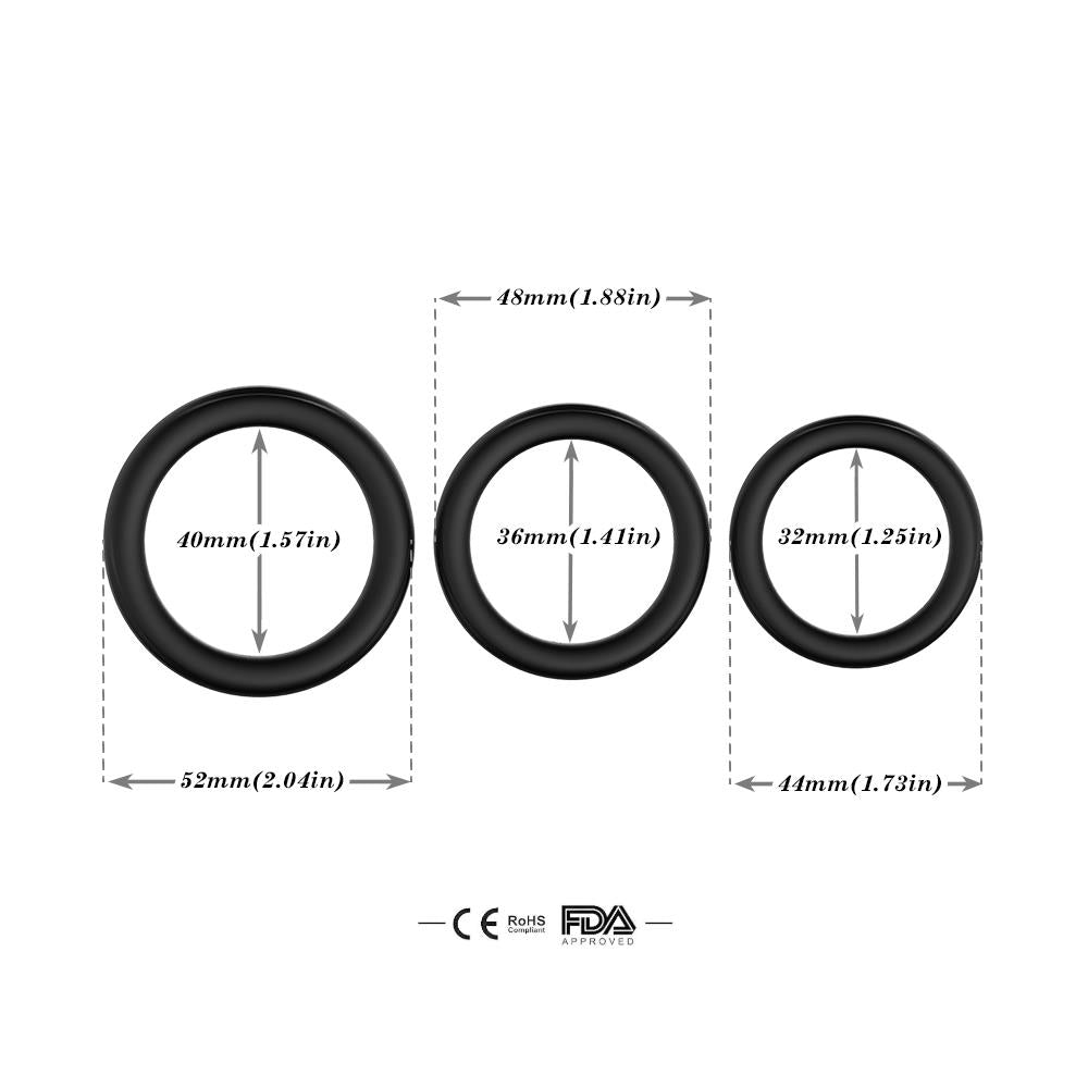 B Series Joy Triple · sada tří erekčních kroužků, černá (3 ks)
