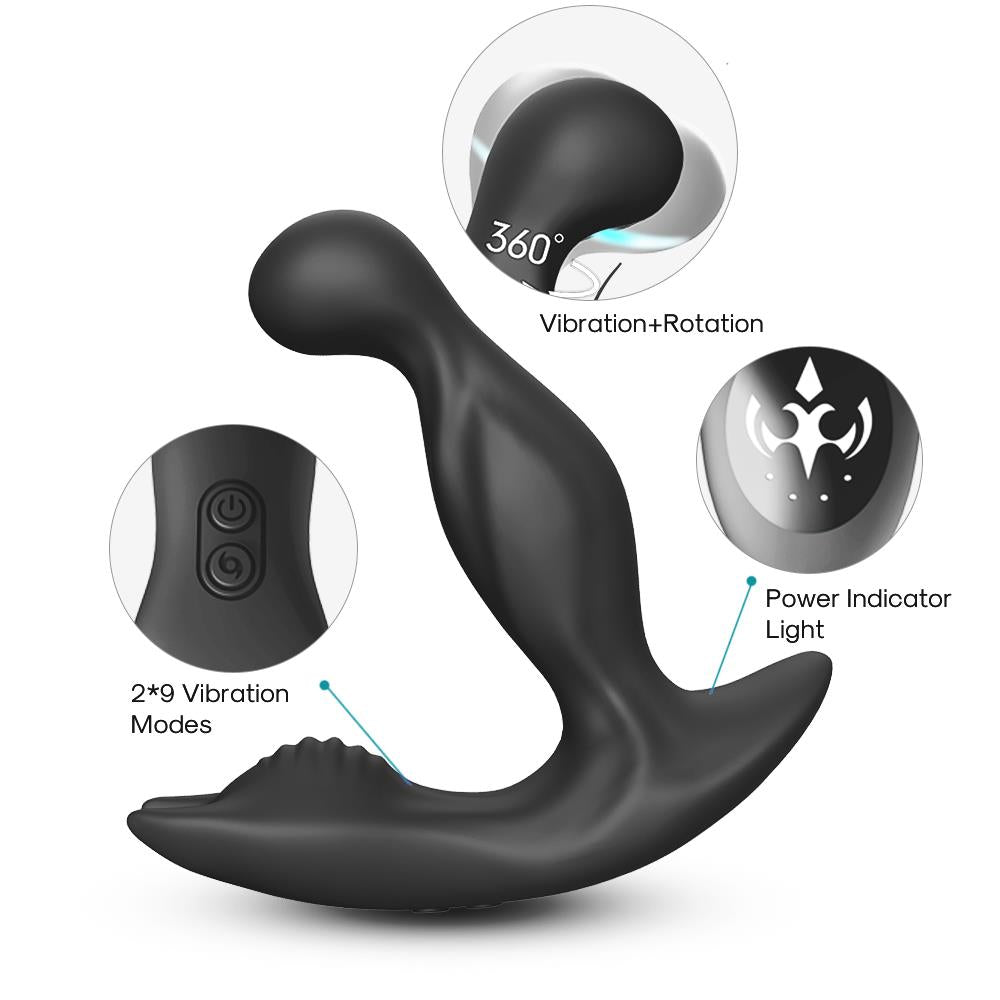B Series Joy Bat King · masér prostaty s rotací a dálkovým ovládáním, černý