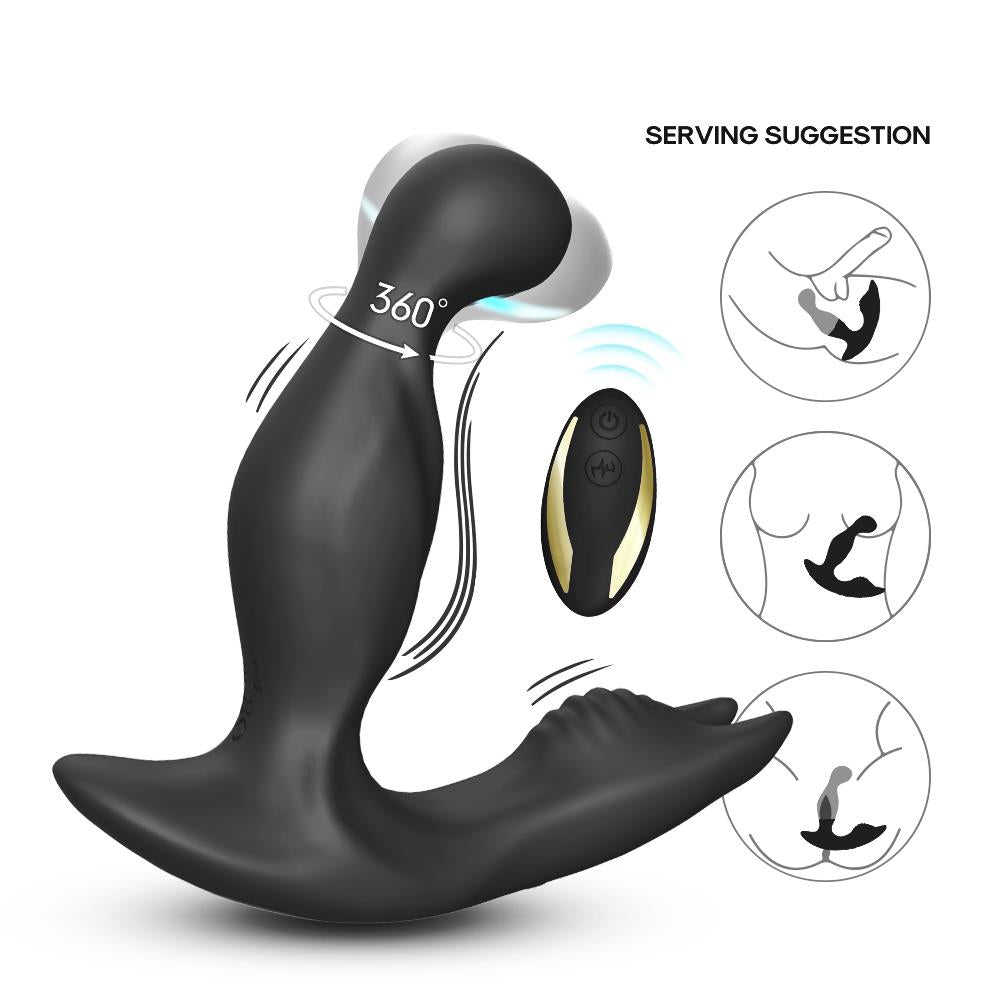 B Series Joy Bat King · masér prostaty s rotací a dálkovým ovládáním, černý