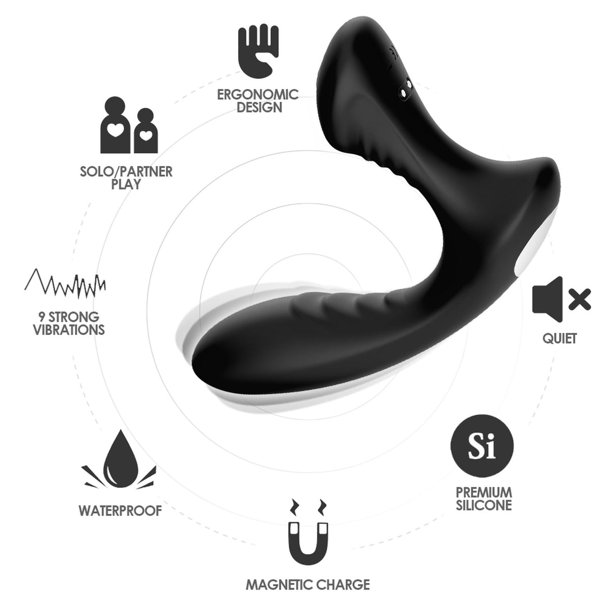 B Series Joy Storm · masér prostaty s vibracemi, černý